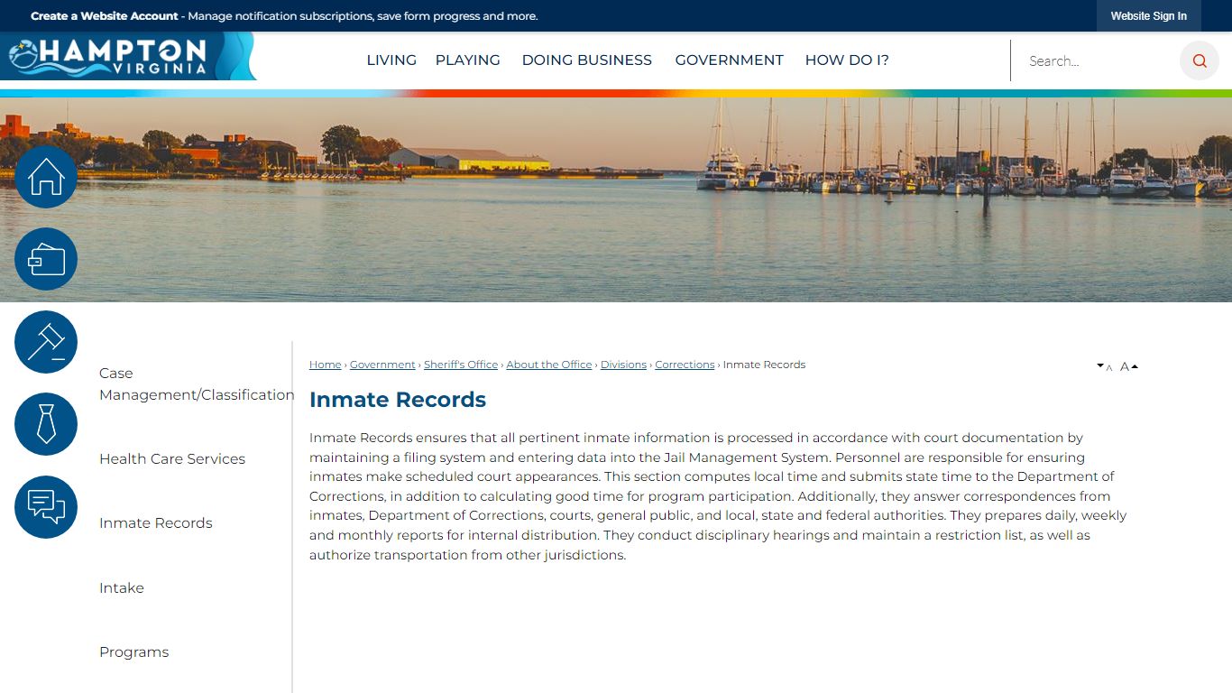 Inmate Records | Hampton, VA - Official Website